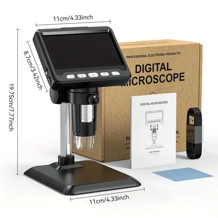 Microscópio Digital Alta Definição Tela LCD Câmara 1000x 8 LED NOVO