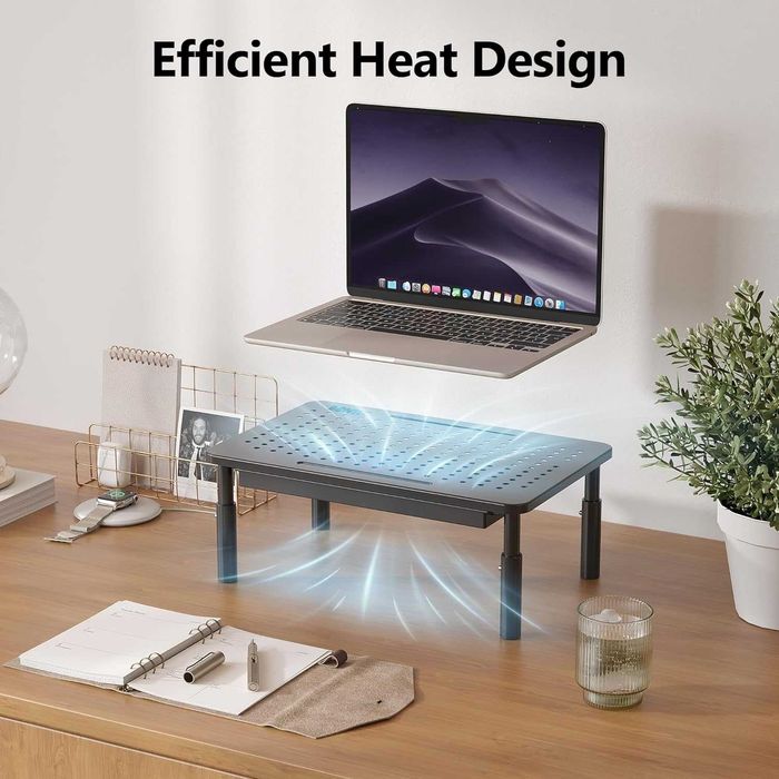 BONTEC Regulowany Stojak na Monitor z Szufladą, Podstawka do Laptopa