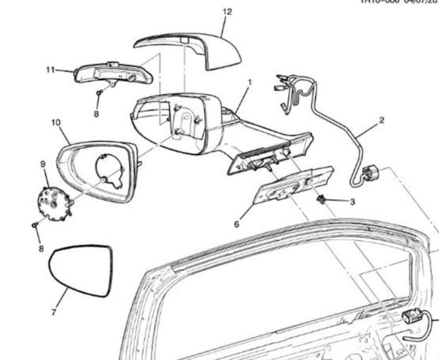 зеркало двери боковое Chevrolet volt 11-18