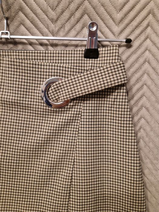 Mango SUIT 36 / S spódniczka mini w kratkę z klamrą asymetryczna