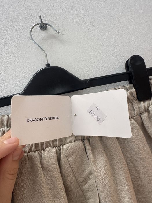 Muza Spodnie Lniane 100% Len Alladynki Haremki Beżowe S 36 Nowe z Metką NWM