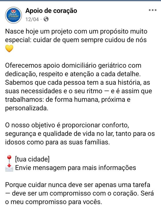 Apoio Geriatria domiciliario