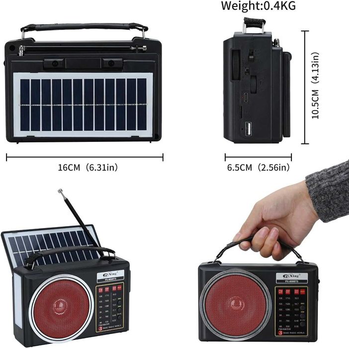 Rádio emergência solar led, anti-apagão sobrevivência com bateria novo