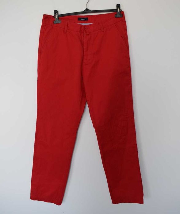 Gant czerwone spodnie chinosy w33 l34 m szerokie nogawki
