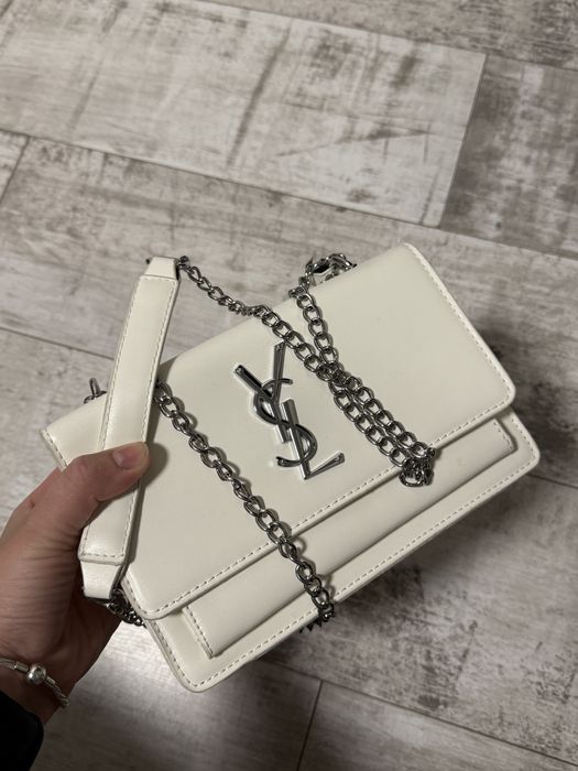 Сумка клатч ysl saint laurent біла