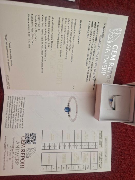 Anel Safira e Diamantes