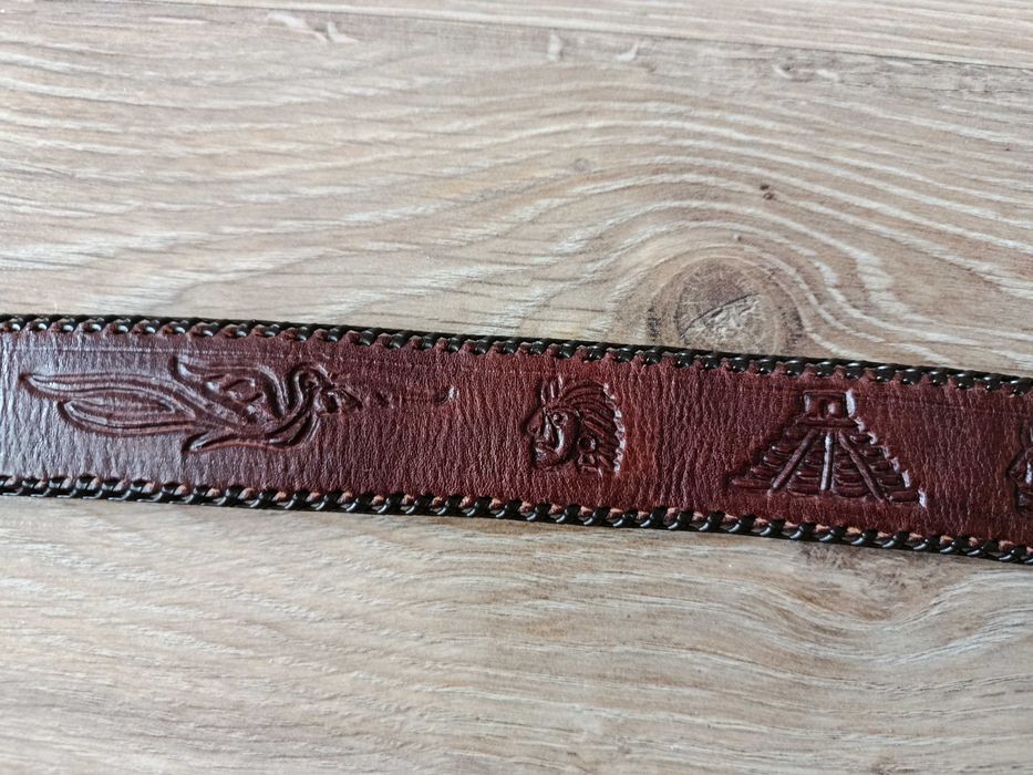 Skórzany pasek w stylu meksykańskim ręcznie tłoczony