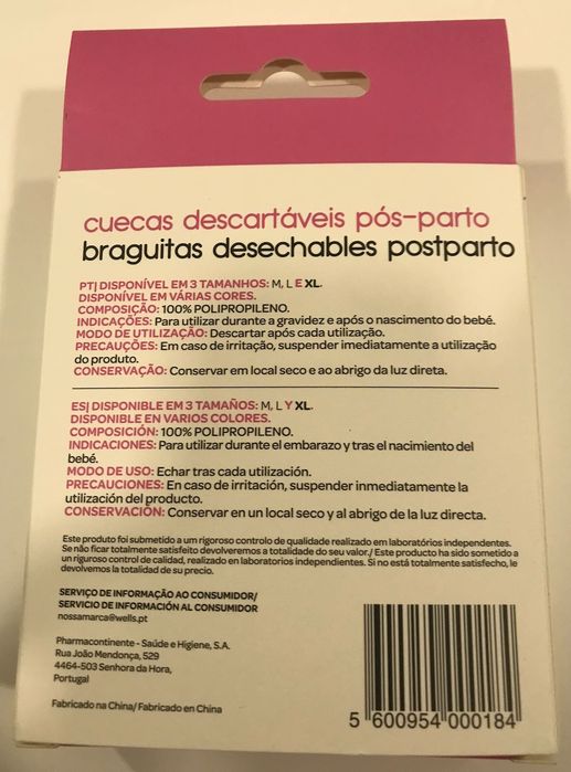 Cuecas descartáveis pós-parto (Gravidez) NOVO
