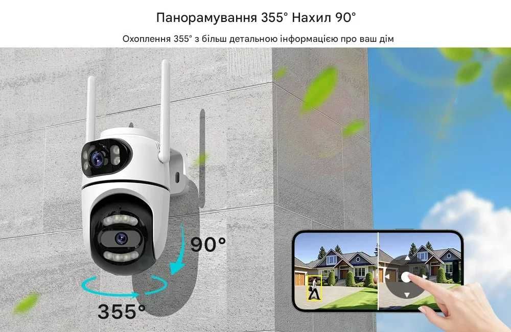 Безпека 24/7 Wi-Fi камера ICSEE з відстеженням руху + НІЧНА зйомка Q2