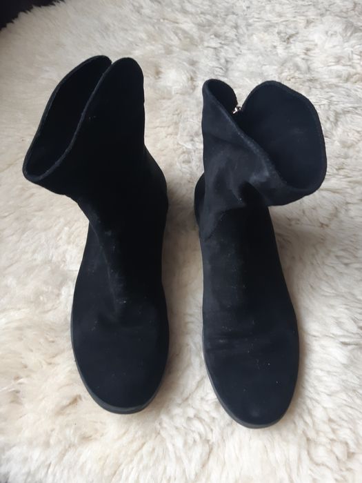 Botki damskie czarne zamszowe 38
