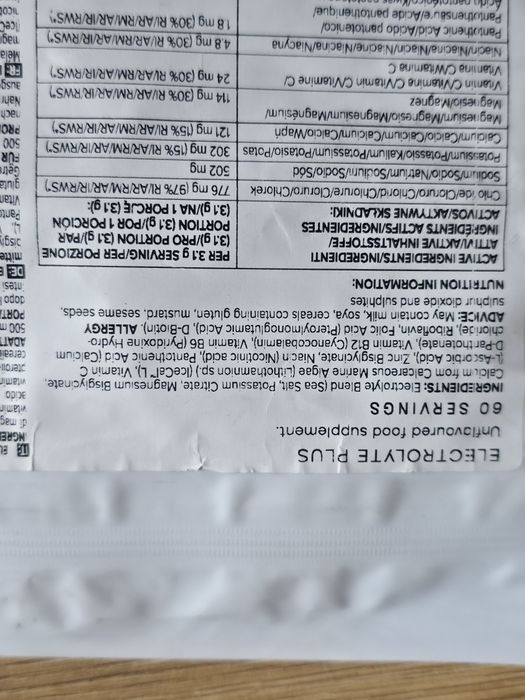 Elektrolity Bulk  Electrolyte Plus - Bez dodatków smakowych 60 porcje
