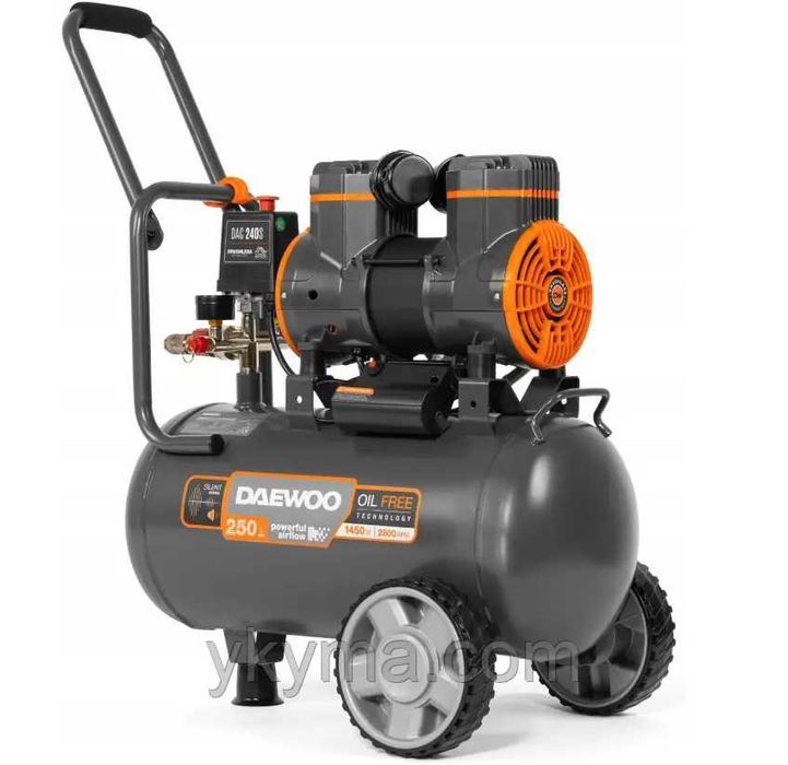 Компресор безмасляний 2-х поршневий DAEWOO 24 л 1450 Вт 8 бар 250 л/хв