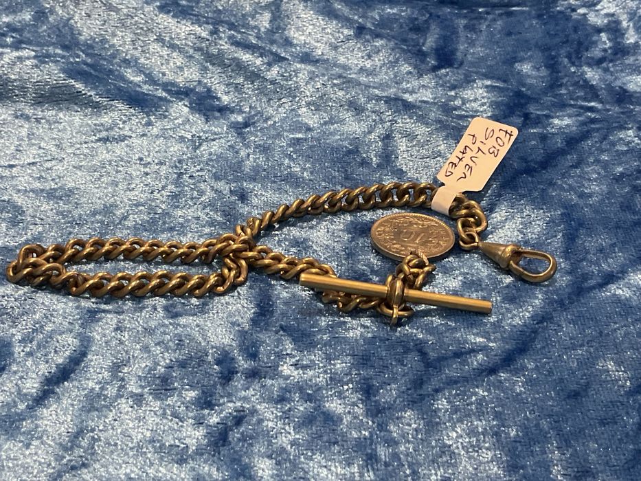 Corrente para relógio de bolso 30 cm fob.silver plated