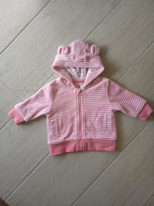 Кофтинка, светер дитячий із вушками на капюшоні, рожевий (новий сток)