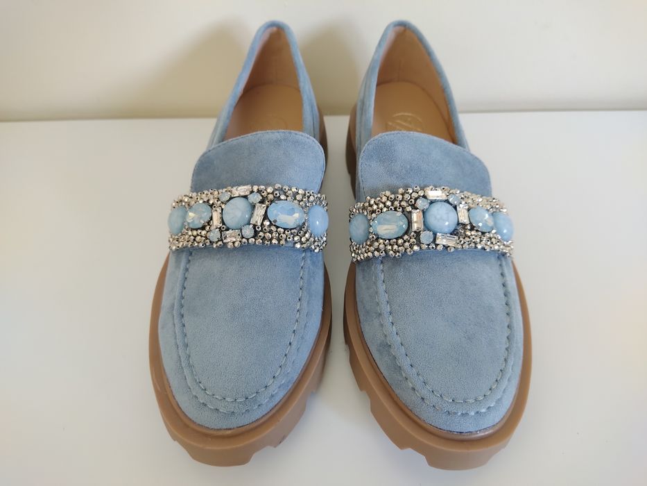 Mocassins Camurça Azul 36