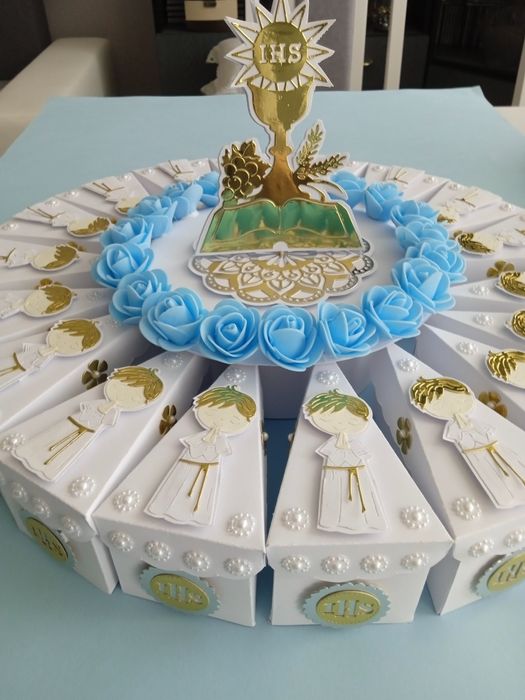 Podziękowanie dla gości Papierowy tort 15 komunia rocznica komunii