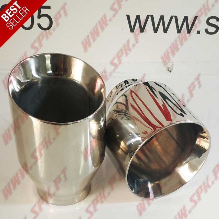 Ponteira de Escape Inox Universal Redonda / Açotada 100mm - Nova