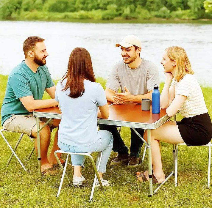 Стіл складний/розкладний + посилені стільці 4 шт в комплекті, дача,сад