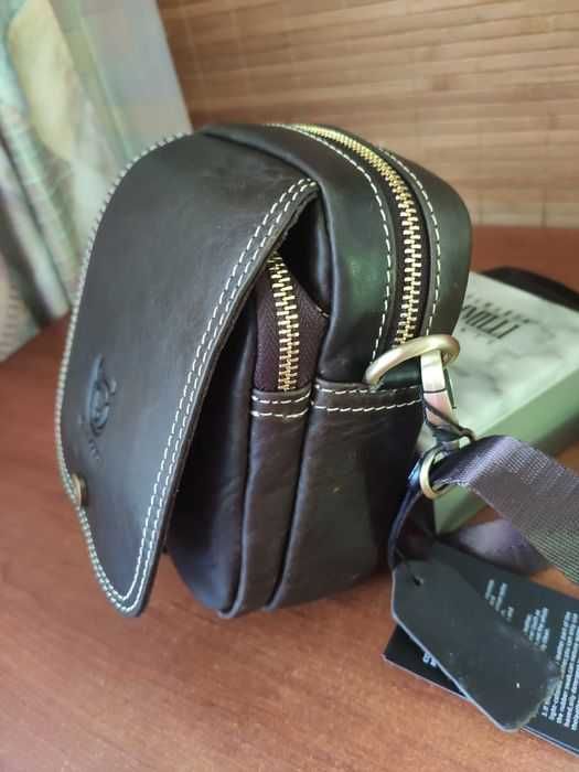 Кожаная мужская Сумка - Барсетка. Dark Brown.
Кожа. Dark Brown (Темно