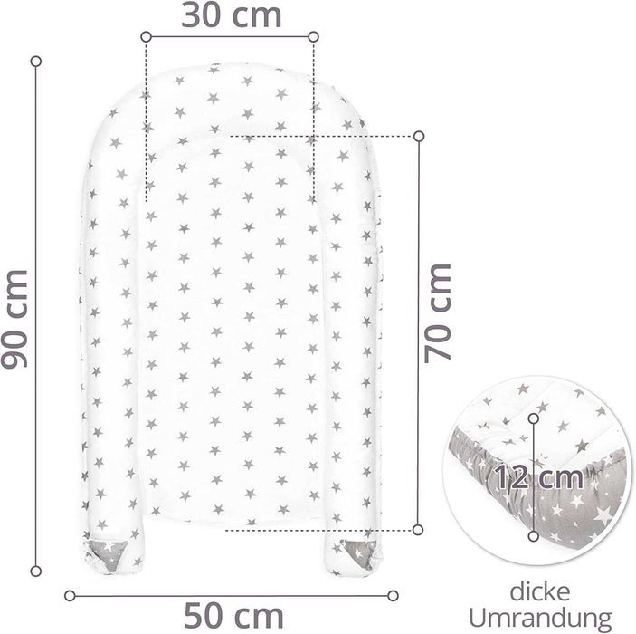 Ninho bebé recém-nascido de duas faces, 90 x 50 cm
