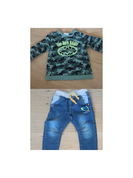 Zestaw: bluza moro i dżinsy, r.86-92