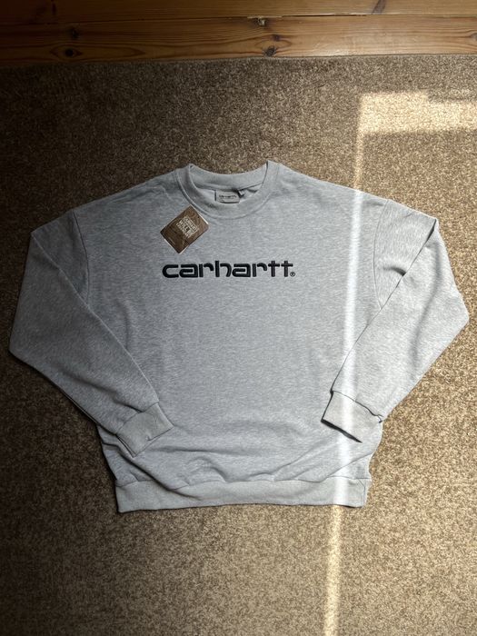 szary crewneck carthartt w romziarze L stan ideoamy bez wad