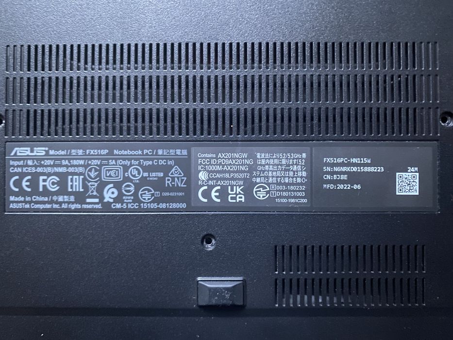 ASUS TUF Gaming F15 FX516PC – RTX 3050 – uskodzona plyta glówna