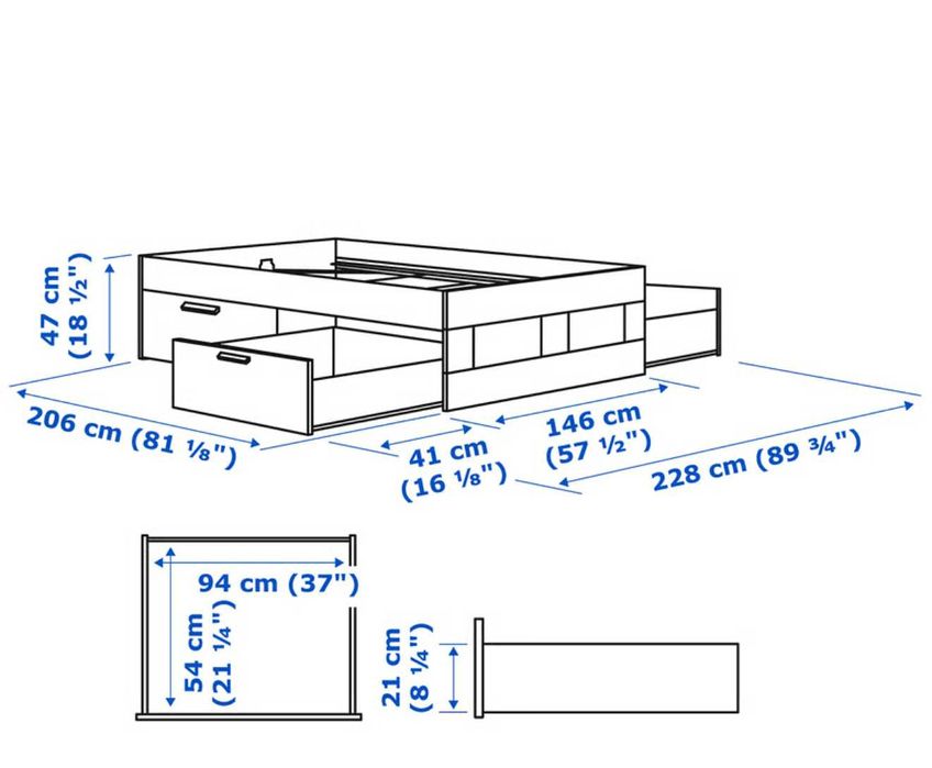 MUST GO!!! Cama IKEA Brimnes 140x200, inclui estrado e colchão