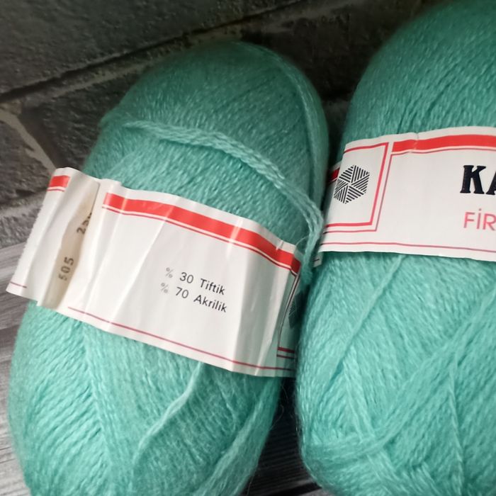 Пряжа нитки для в'язання мохер kartopu tiftik + пайєтки колір тіффані