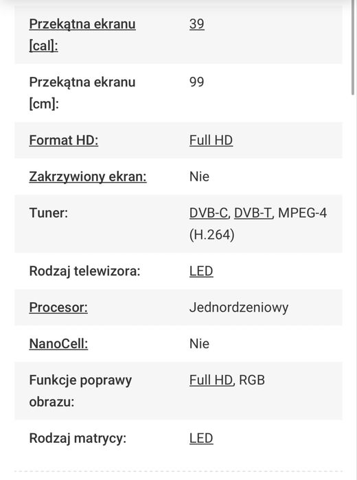 Tv Sharp 39 cali Lcd