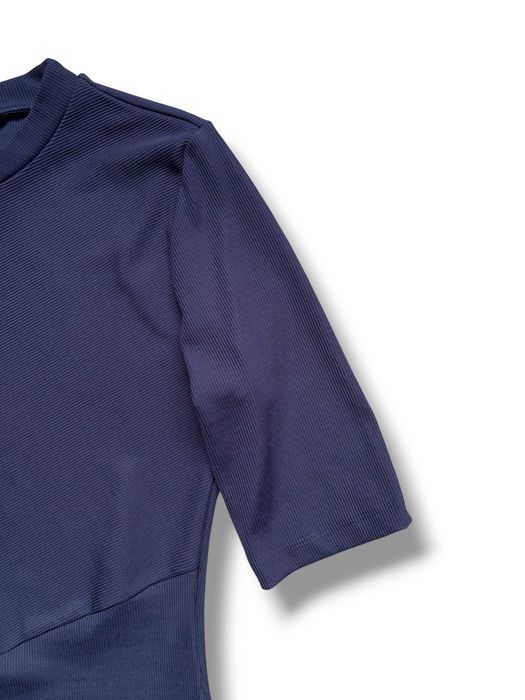H&M sukienka granatowa prążkowana dopasowana ołówkowa M