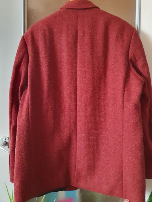 Harris Tweed Cento Mila , marynarka r.50, oversize, bordo
