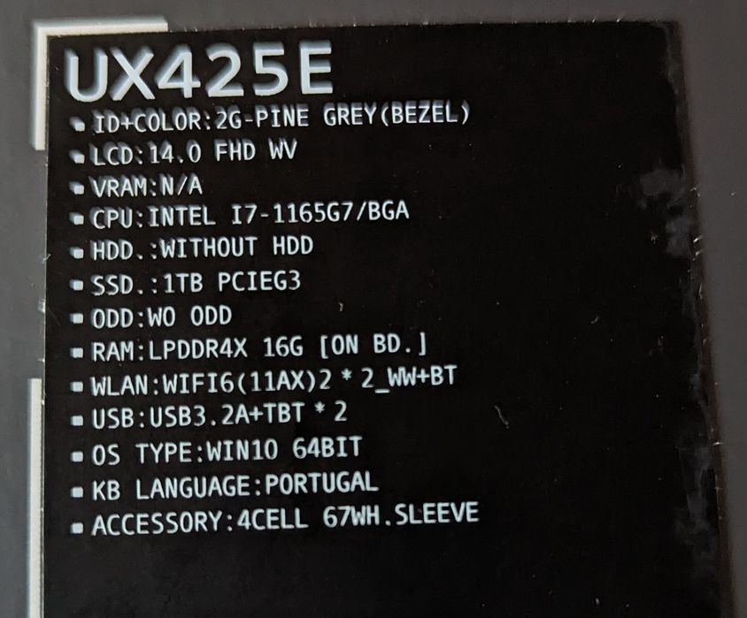 Portátil ASUS Zenbook 14 UX425EA (14'', 1TB SSD e 16GB RAM)