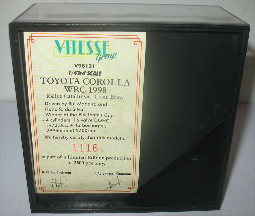 Vitesse - Toyota Corolla WRC -10º Rally da Catalunha 1998- Rui Madeira