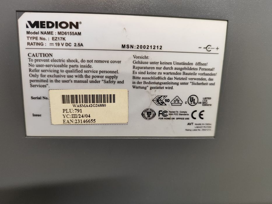 Monitor Medion MD 6155AM 17 cali