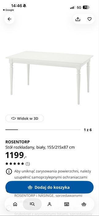 Stół IKEA ROSENTORP Stół rozkładany,