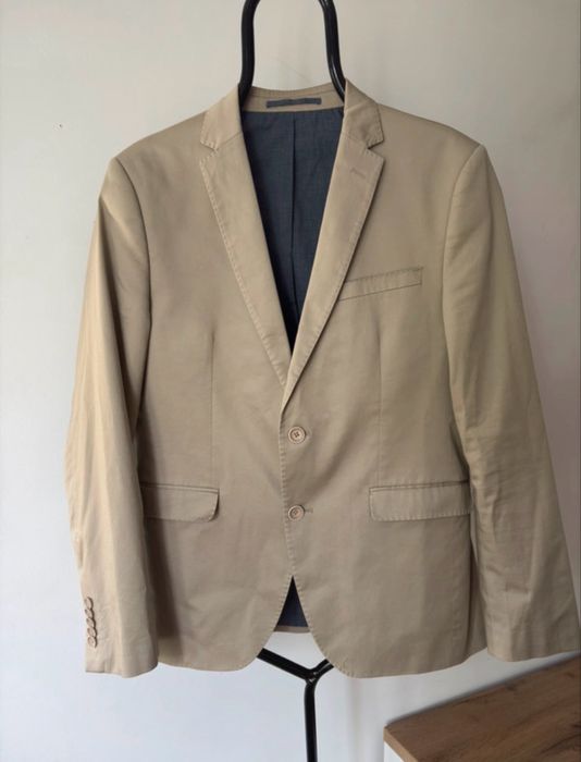 Garnitur męski beżowy Angelo Litrico Slim Fit 100% bawełna rozm. 50