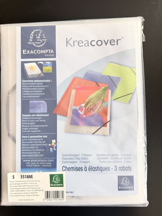 Exacompta Kreacover A4 – teczki z gumką 3-klapkowe – 5 szt. (opakowanie)