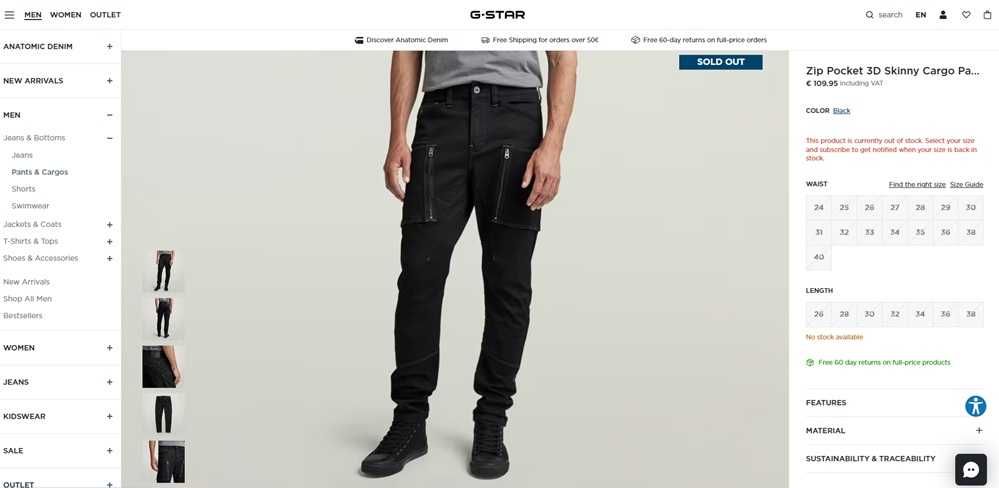 G-Star Raw Zip Calça para homem Tam 36