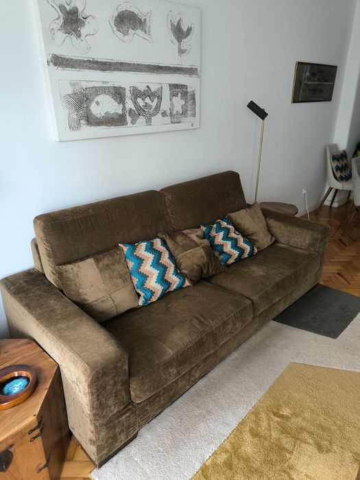 Sofá de 3 lugares | Castanho