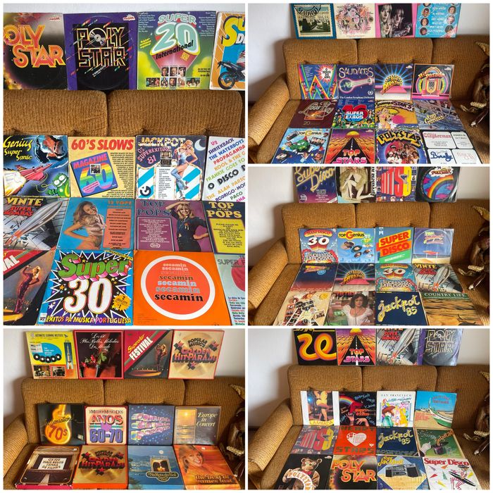Lote de 64 coletâneas e 12 caixas de discos de vinil