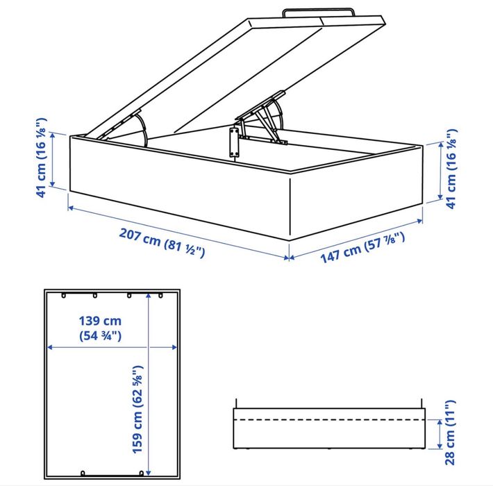Somier IKEA TJÄLLE 160x200 cm com arrumação