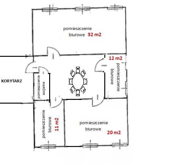 Powierzchnia biurowa ok. 97m2 - 4 lokale biurowe i kuchnia