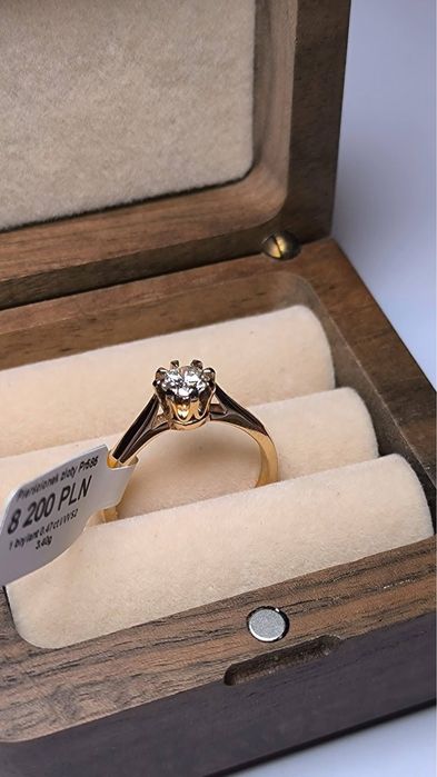 Pierścionek różowe złoto diament brylant 0,47ct nowe