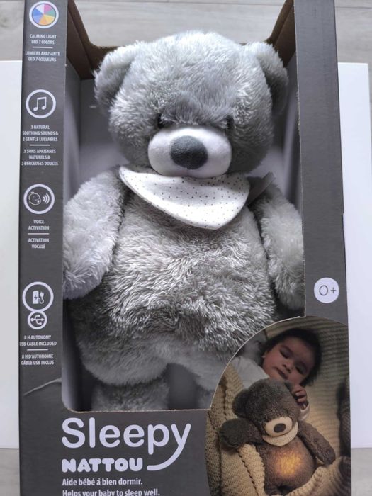 NATTOU Sleepy szumiąca przytulanka z czujnikiem płaczu 4w1 szary NOWY!