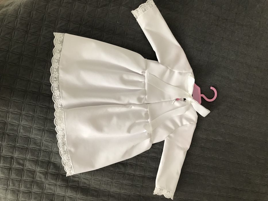 Chrzest śliczna sukienka i płaszczyk 74-86