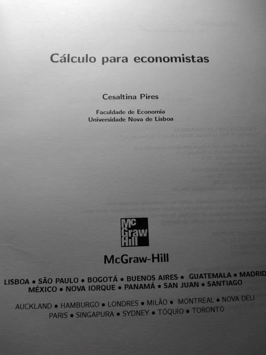 "Cálculo para Economistas" - Cesaltina Pires - Fac. Econ. - U.N.Lisboa