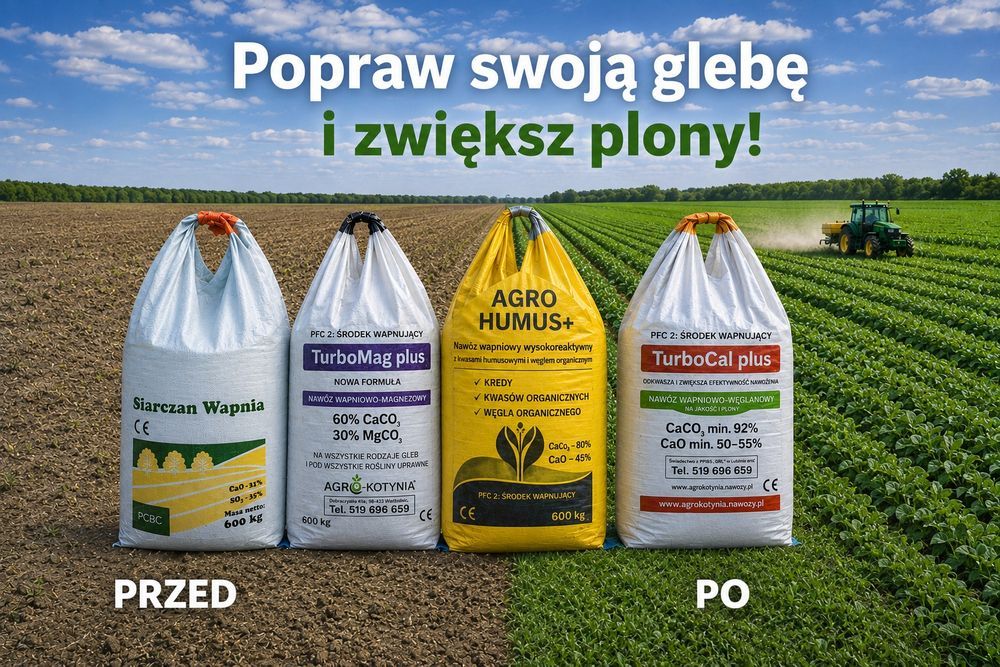 Wapno Granulowane TurboCal plus, Magnezowe TurboMag i Czarna Kreda Siarczan Wapnia.