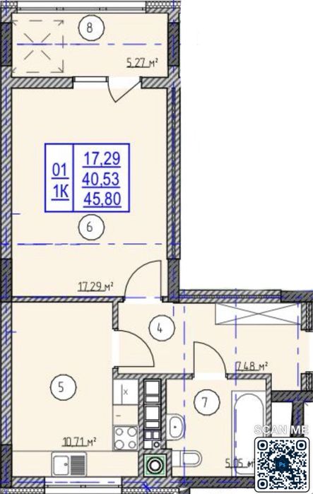 ДВОСТОРОННЯ та велика однокімнатна квартира 46 кв м! на КАСКАДІ