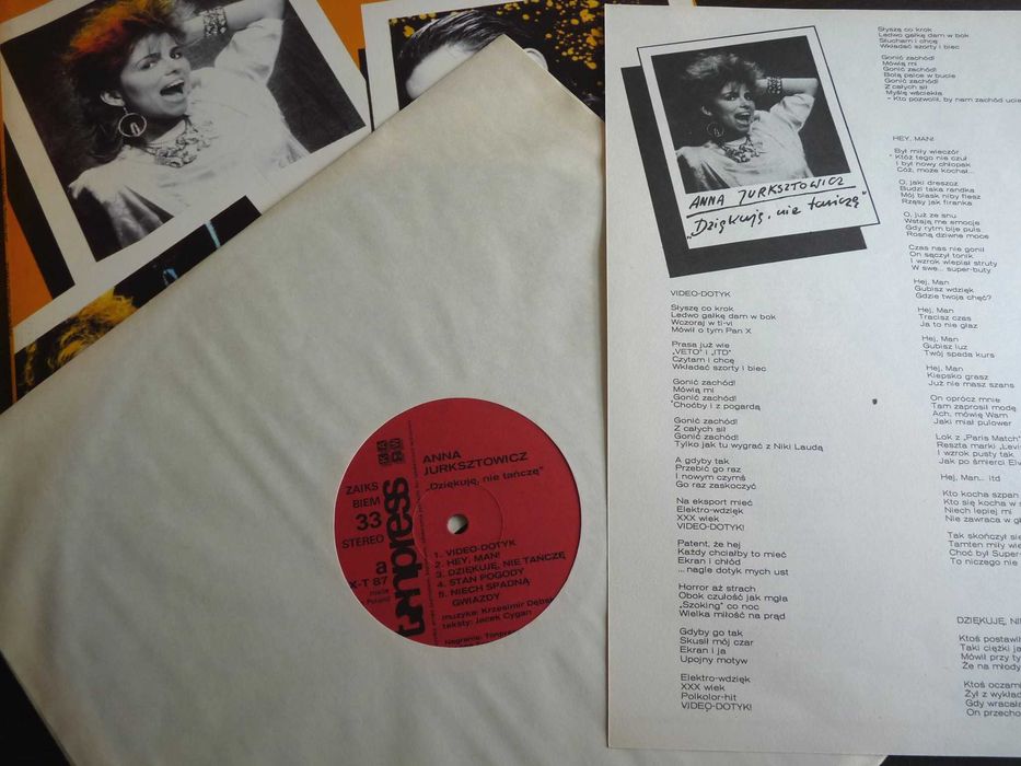 Anna Jurksztowicz - Dziękuję, Nie Tańczę (Winyl) 1987 Tonpress